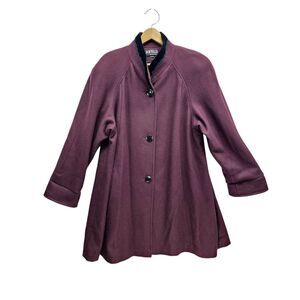 Vintage Jofeld Womens Size Large Wool Blend Burgundy Coat Water Stain‎ Resistant